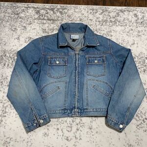 vtg express Bleus denim jacket size LG GUC